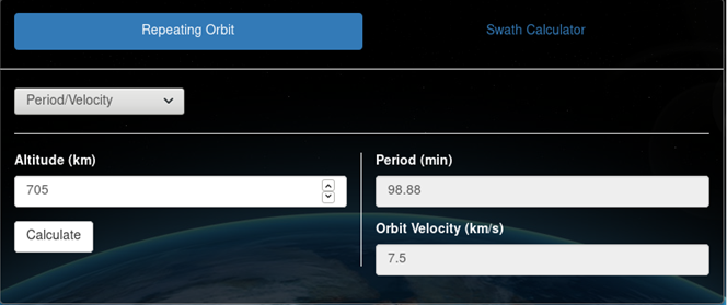 Figure 3: Period/Velocity calculator